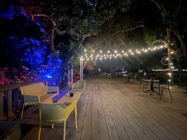 Deck with string lights